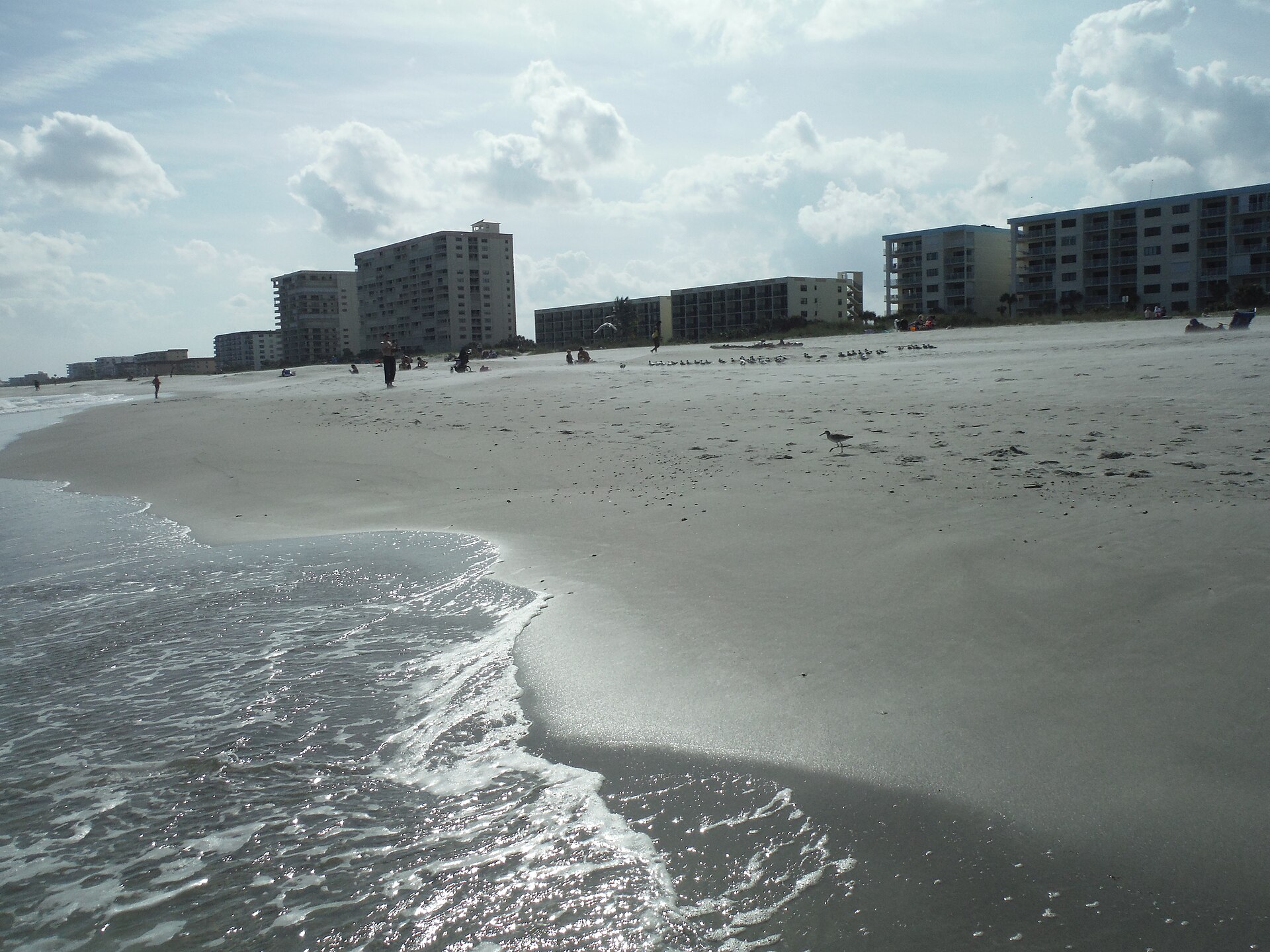 Aerial view of present-day Cocoa Beach showing the developed barrier strip.